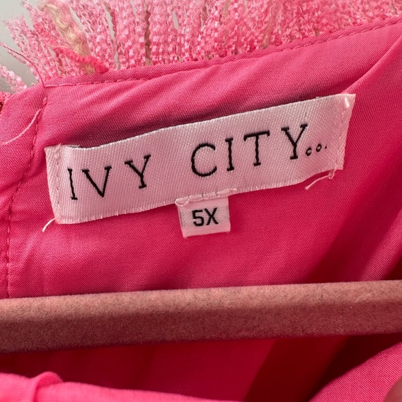 IVY CITY CO Reese Shift A-Line Dress Pink Tweed Short Sleeve Plus Size 5X - Picture 3 of 5